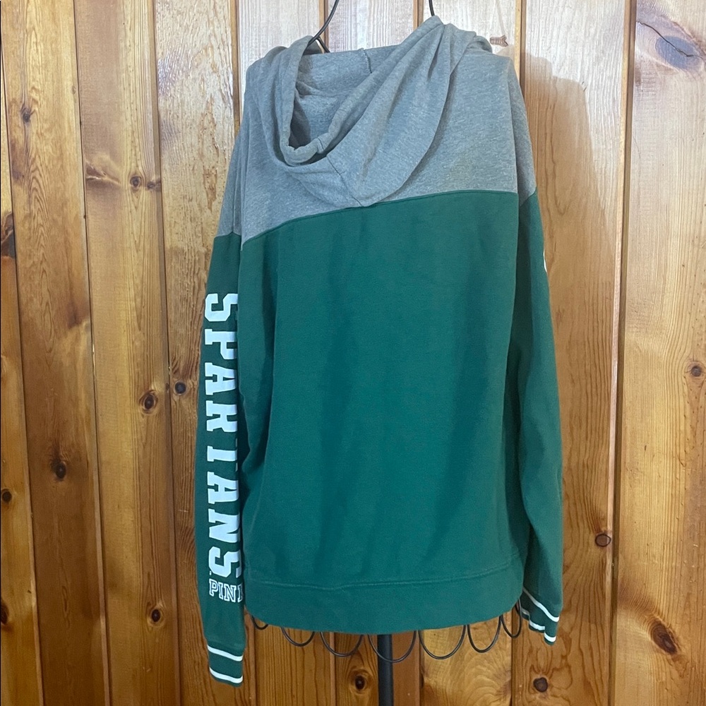 PINK Victoria's Secret Green Hoodie Spartan nation hoodie small sports classic - Picture 6 of 6
